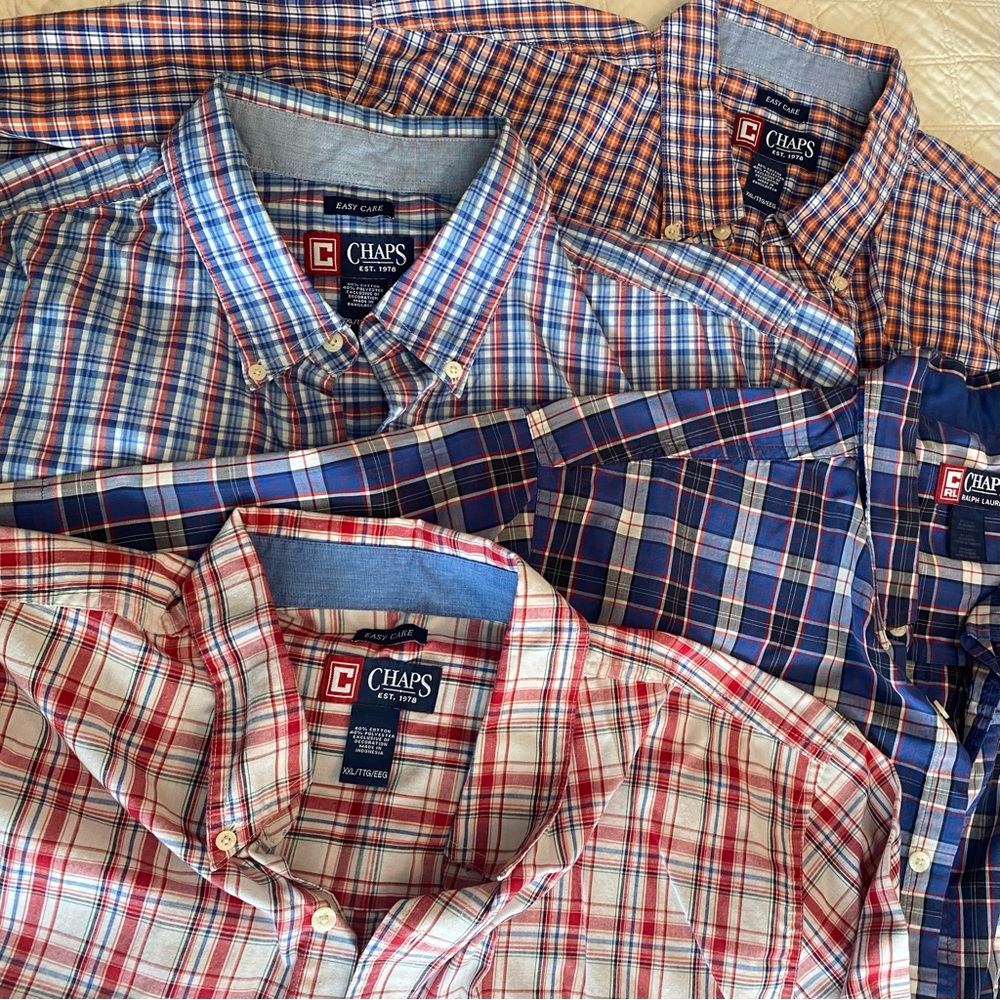 Lot of four men’s XXL Chaps by Ralph Lauren short sleeve button-down shirts.